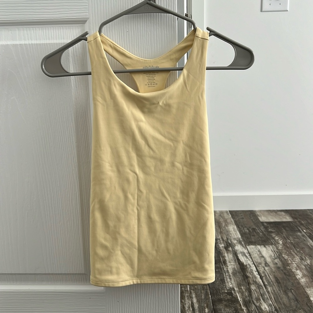Soft yellow long crop tank